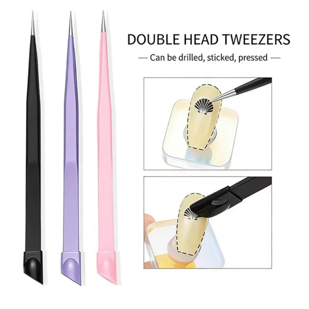 Crystal Press Tool - Multi-Use Double Headed Tweezers, Silicone Press