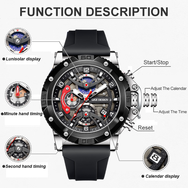 LIGE Top Brand Luxury Men Watc - Smartwatch Branded Watches For Men review and price