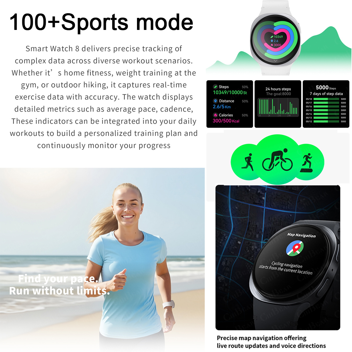 2026 New Watches 8 Mini GPS Tr - Smartwatch Health Watches review and price