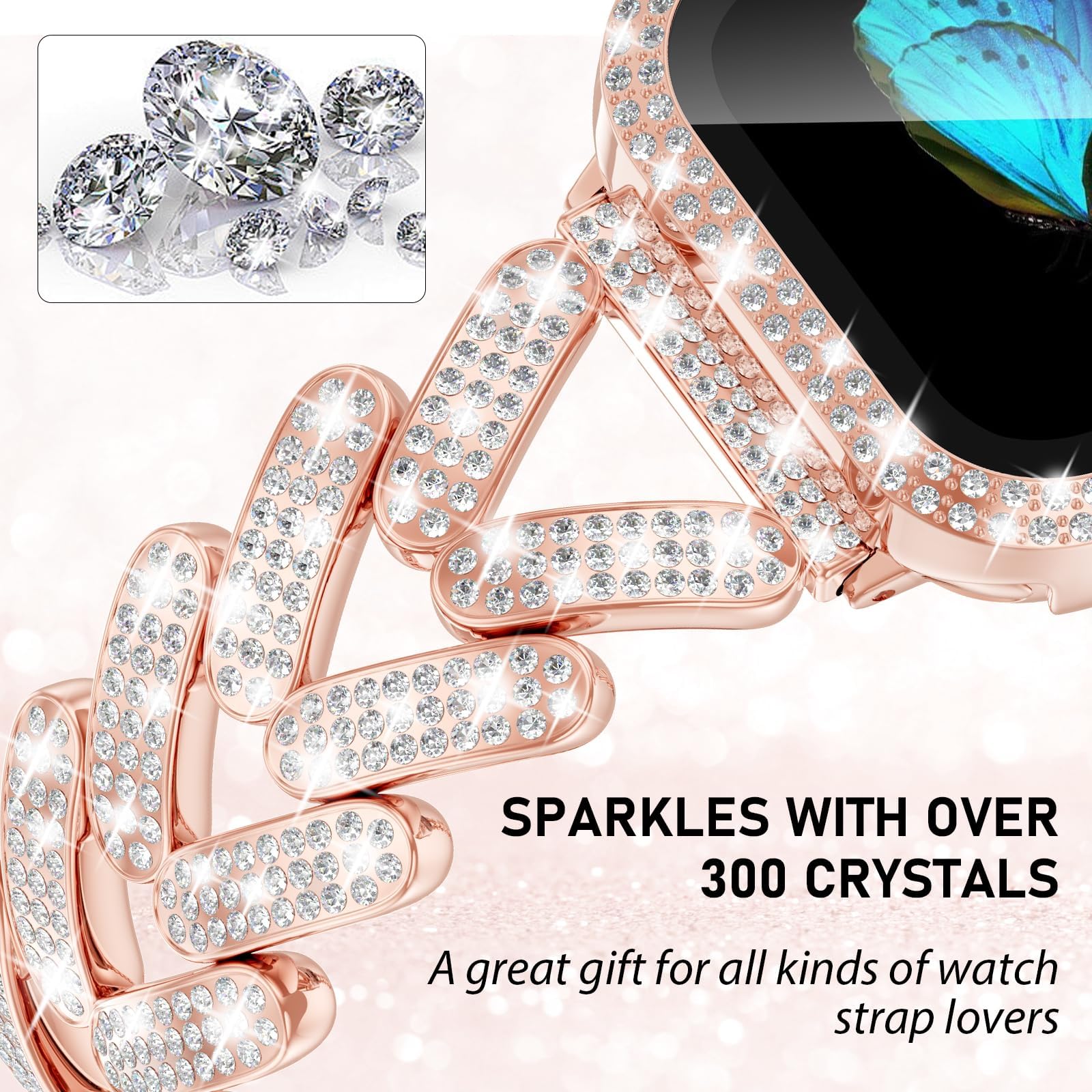 Bling Band for Apple Watch Str - Smartwatch Slim Watches For Men review and price