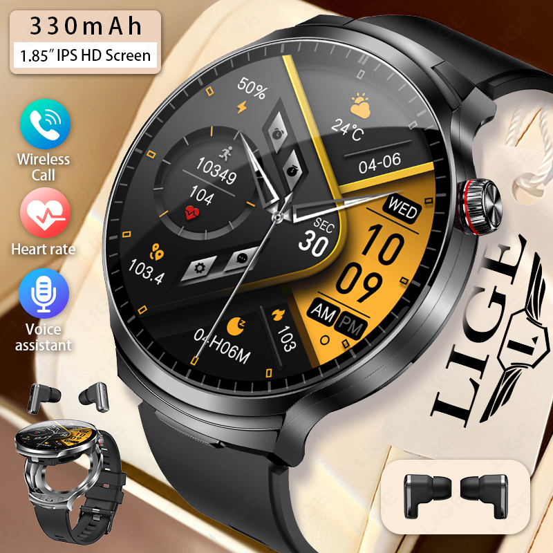 LIGE 2026 New TWS 2 in 1 Heads - Smartwatch Noise Watches review and price