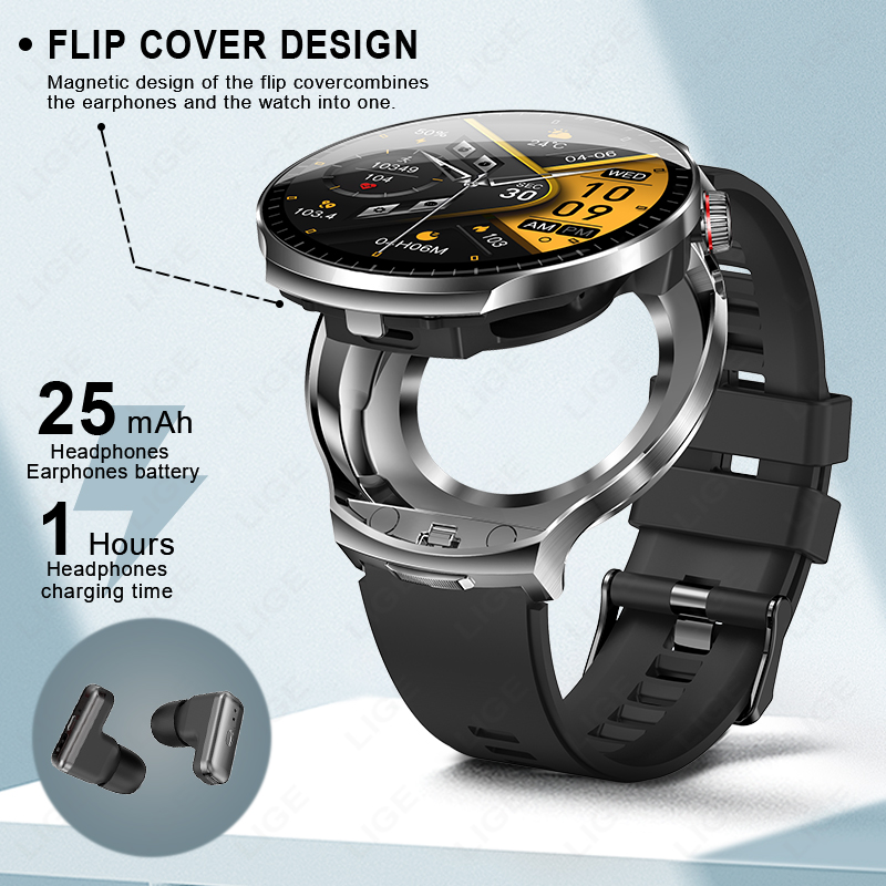 LIGE 2026 New TWS 2 in 1 Heads - Smartwatch Noise Watches review and price