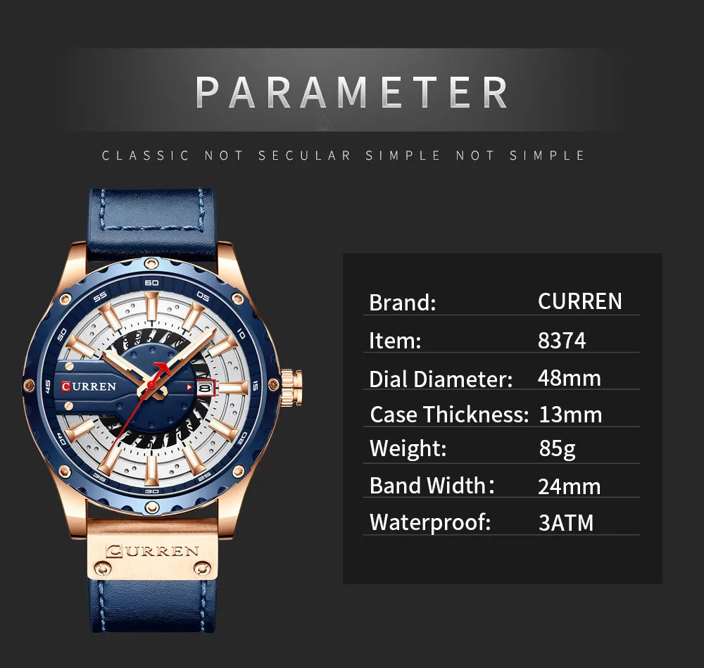 Curren 8374 Calendar Watch Sim - Smartwatch New Watches review and price